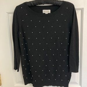ELLE Black Sweater with Pearls
